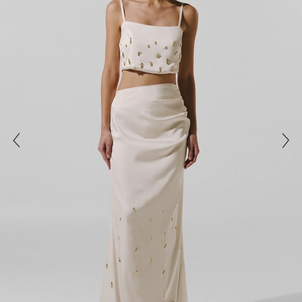 Baobab Collection Katniss Cream Skirt and crop top Set with Gold Details NWT!!